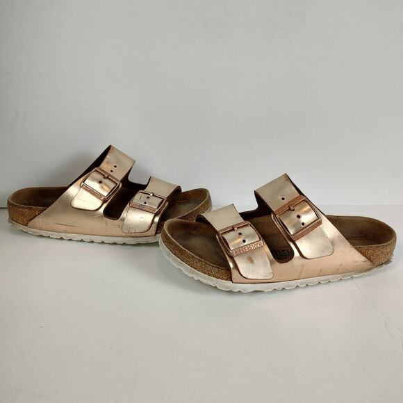 Birkenstock Arizona metallic Rose Gold casual summer sandals womens 6-6.5 (37) - Picture 2 of 9